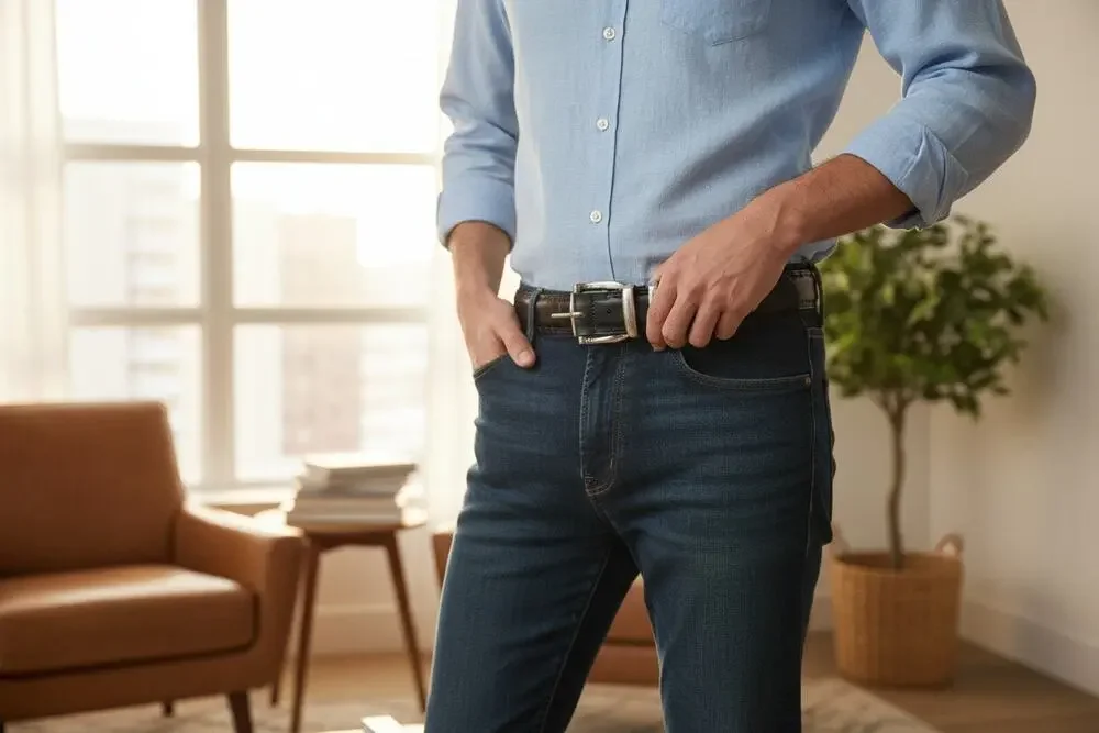 Belt Master by Sherman Dress Belt Mens Black Italian Leather Silver Tone Buckle
